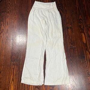 PinkBlush Maternity 24 Boho Wide Leg Pants White Stretch